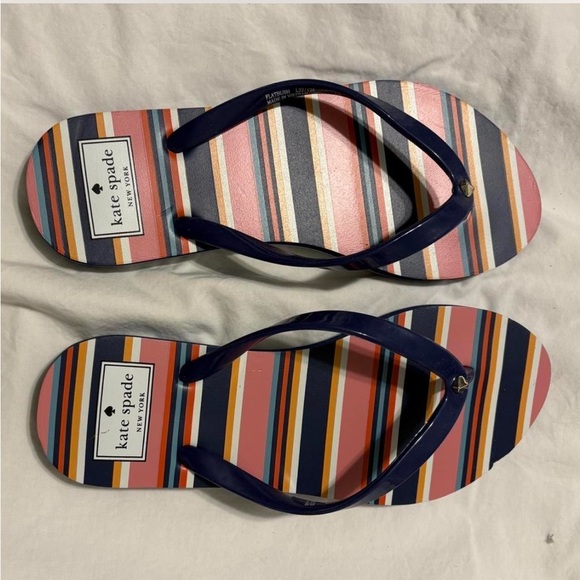 Kate Spade New York Colorful Striped Flip Flops Size 6/7 - Picture 2 of 4